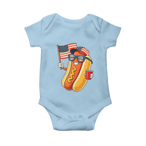 Funny Patriotic Hotdog Baby Onesie USA 250th Anniversary TS12 Light Blue Print Your Wear