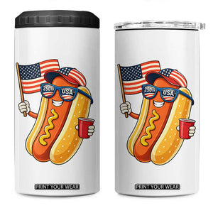 Funny Patriotic Hotdog 4 in 1 Can Cooler Tumbler USA 250th Anniversary TS12 One Size: 16 oz White Print Your Wear
