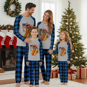 Funny Patriotic Hotdog Plaid Pajama Set USA 250th Anniversary TS12 Blue Plaid Print Your Wear