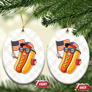 Funny Patriotic Hotdog Ceramic Ornament USA 250th Anniversary TS12 Print Your Wear