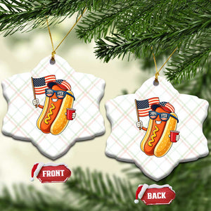 Funny Patriotic Hotdog Ceramic Ornament USA 250th Anniversary TS12 Print Your Wear