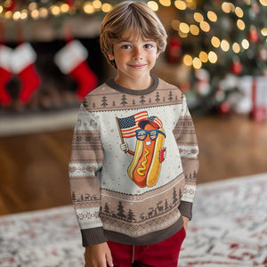 Funny Patriotic Hotdog Ugly Christmas Sweater USA 250th Anniversary TS12 Mocha Mousse Print Your Wear