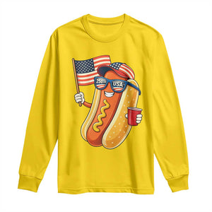 Funny Patriotic Hotdog Long Sleeve Shirt USA 250th Anniversary TS12 Daisy Print Your Wear