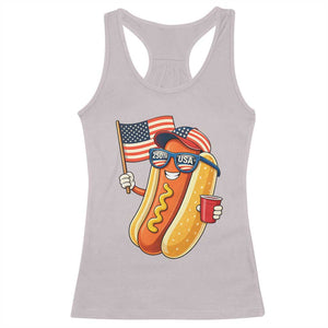 Funny Patriotic Hotdog Racerback Tank Top USA 250th Anniversary TS12 Ice Gray Print Your Wear