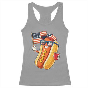 Funny Patriotic Hotdog Racerback Tank Top USA 250th Anniversary TS12 Sport Gray Print Your Wear