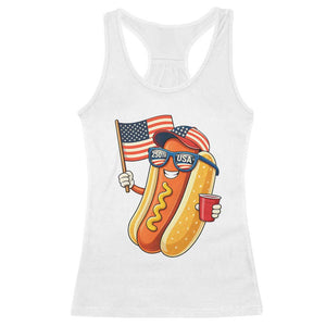 Funny Patriotic Hotdog Racerback Tank Top USA 250th Anniversary TS12 White Print Your Wear