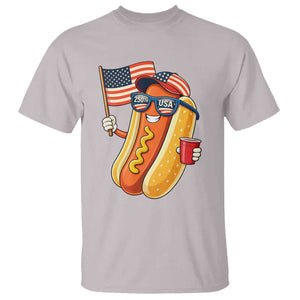 Funny Patriotic Hotdog T Shirt USA 250th Anniversary TS12 Ice Gray Print Your Wear