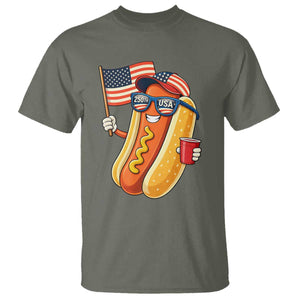Funny Patriotic Hotdog T Shirt USA 250th Anniversary TS12 Military Green Print Your Wear