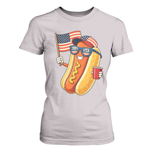 Funny Patriotic Hotdog T Shirt For Women USA 250th Anniversary TS12 Ice Gray Print Your Wear