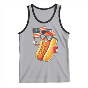 Funny Patriotic Hotdog Tank Top USA 250th Anniversary TS12 Athletic Heather Black Print Your Wear