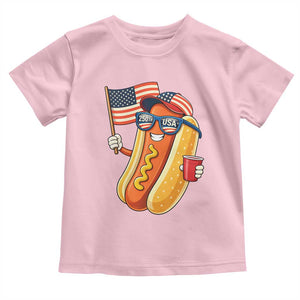 Funny Patriotic Hotdog Toddler T Shirt USA 250th Anniversary TS12 Light Pink Print Your Wear