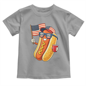 Funny Patriotic Hotdog Toddler T Shirt USA 250th Anniversary TS12 Sport Gray Print Your Wear
