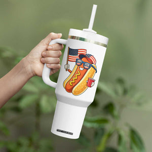 Funny Patriotic Hotdog Tumbler With Handle USA 250th Anniversary TS12 Print Your Wear