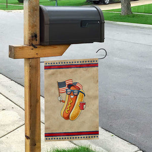 Funny Patriotic Hotdog Garden Flag USA 250th Anniversary TS12 Vintage Rustic Tan Red Print Your Wear