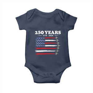 American Flag Fighter Jets Baby Onesie USA 250 Years Of Freedom TS12 Navy Print Your Wear