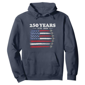 American Flag Fighter Jets Hoodie USA 250 Years Of Freedom TS12 Navy Print Your Wear