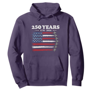 American Flag Fighter Jets Hoodie USA 250 Years Of Freedom TS12 Purple Print Your Wear