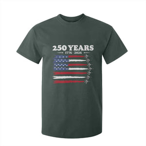 American Flag Fighter Jets T Shirt For Kid USA 250 Years Of Freedom TS12 Dark Forest Green Print Your Wear