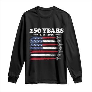 American Flag Fighter Jets Long Sleeve Shirt USA 250 Years Of Freedom TS12 Black Print Your Wear