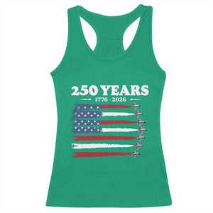 American Flag Fighter Jets Racerback Tank Top USA 250 Years Of Freedom TS12 Irish Green Print Your Wear