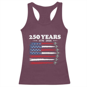 American Flag Fighter Jets Racerback Tank Top USA 250 Years Of Freedom TS12 Maroon Print Your Wear