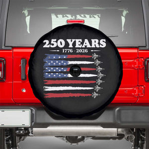 American Flag Fighter Jets Spare Tire Cover USA 250 Years Of Freedom TS12 Black Print Your Wear