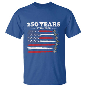 American Flag Fighter Jets T Shirt USA 250 Years Of Freedom TS12 Royal Blue Print Your Wear