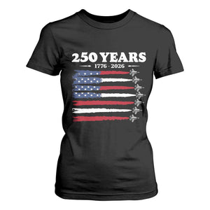 American Flag Fighter Jets T Shirt For Women USA 250 Years Of Freedom TS12 Black Print Your Wear