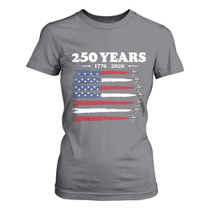 American Flag Fighter Jets T Shirt For Women USA 250 Years Of Freedom TS12 Charcoal Print Your Wear