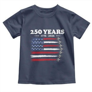 American Flag Fighter Jets Toddler T Shirt USA 250 Years Of Freedom TS12 Navy Print Your Wear