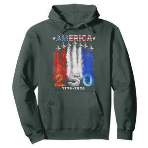 Patriotic Fighter Jets Hoodie USA 250 Years Of Freedom TS12 Dark Forest Green Print Your Wear