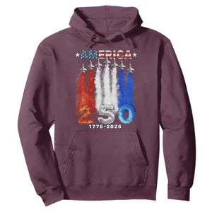 Patriotic Fighter Jets Hoodie USA 250 Years Of Freedom TS12 Maroon Print Your Wear