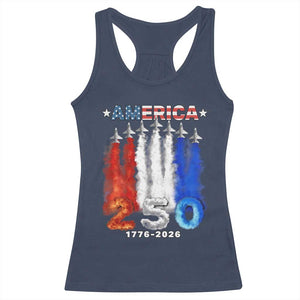 Patriotic Fighter Jets Racerback Tank Top USA 250 Years Of Freedom TS12 Navy Print Your Wear