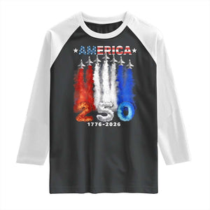 Patriotic Fighter Jets Raglan Shirt USA 250 Years Of Freedom TS12 Black White Print Your Wear