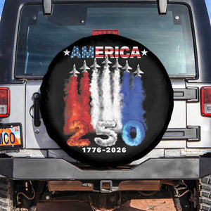 Patriotic Fighter Jets Spare Tire Cover USA 250 Years Of Freedom TS12 No hole Black Print Your Wear