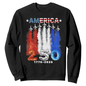 Patriotic Fighter Jets Sweatshirt USA 250 Years Of Freedom TS12 Black Print Your Wear
