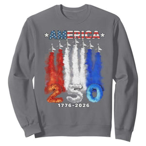 Patriotic Fighter Jets Sweatshirt USA 250 Years Of Freedom TS12 Charcoal Print Your Wear