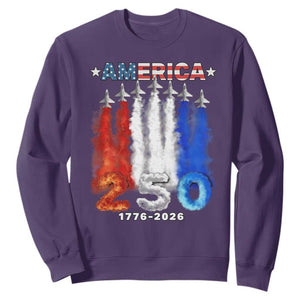 Patriotic Fighter Jets Sweatshirt USA 250 Years Of Freedom TS12 Purple Print Your Wear