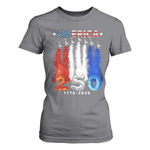 Patriotic Fighter Jets T Shirt For Women USA 250 Years Of Freedom TS12 Charcoal Print Your Wear