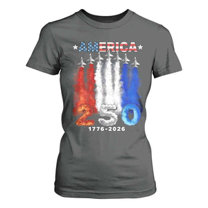 Patriotic Fighter Jets T Shirt For Women USA 250 Years Of Freedom TS12 Dark Heather Print Your Wear