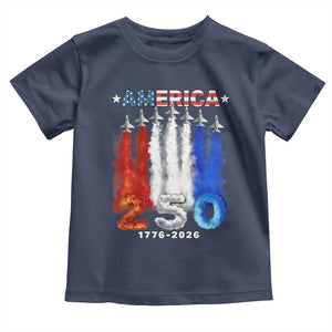 Patriotic Fighter Jets Toddler T Shirt USA 250 Years Of Freedom TS12 Navy Print Your Wear