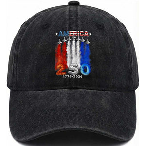 Patriotic Fighter Jets Washed Cotton Baseball Cap USA 250 Years Of Freedom TS12 Washed Cap Universal Fit Black Print Your Wear
