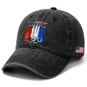 Patriotic Fighter Jets Washed Cotton Baseball Cap USA 250 Years Of Freedom TS12 Print Your Wear