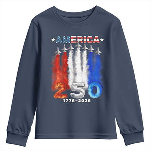 Patriotic Fighter Jets Youth Sweatshirt USA 250 Years Of Freedom TS12 Navy Print Your Wear