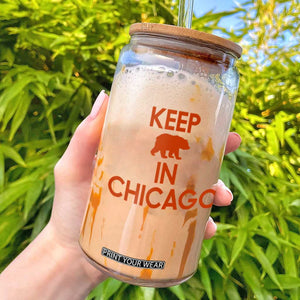 Keep Bear In Chicago CFB Glass Can Gift For Sports Fan TS12 White Print Your Wear