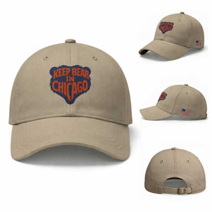 Keep Bear In Chicago CFB Baseball Cap Gift For Football Lovers TS12 Baseball Cap Universal Fit Khaki Print Your Wear