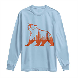 Chicago Skyline Bear Long Sleeve Shirt Urban Streetwear Gift TS12 Light Blue Print Your Wear