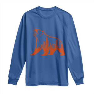 Chicago Skyline Bear Long Sleeve Shirt Urban Streetwear Gift TS12 Royal Blue Print Your Wear