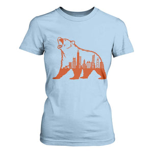 Chicago Skyline Bear T Shirt For Women Urban Streetwear Gift TS12 Light Blue Print Your Wear