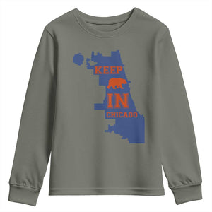 Chicago Map Bear Keep The Team Youth Sweatshirt Funny City Pride Gift TS12 Military Green Print Your Wear